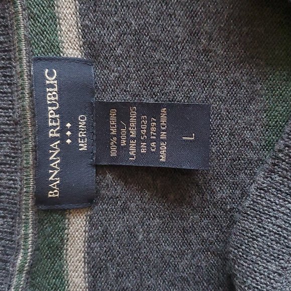 Banana Republic Merino Wool green and grey sweater - Picture 4 of 5